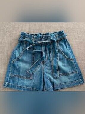 Banana Republic Blue Paperbag Tie-Waist Denim Shorts
